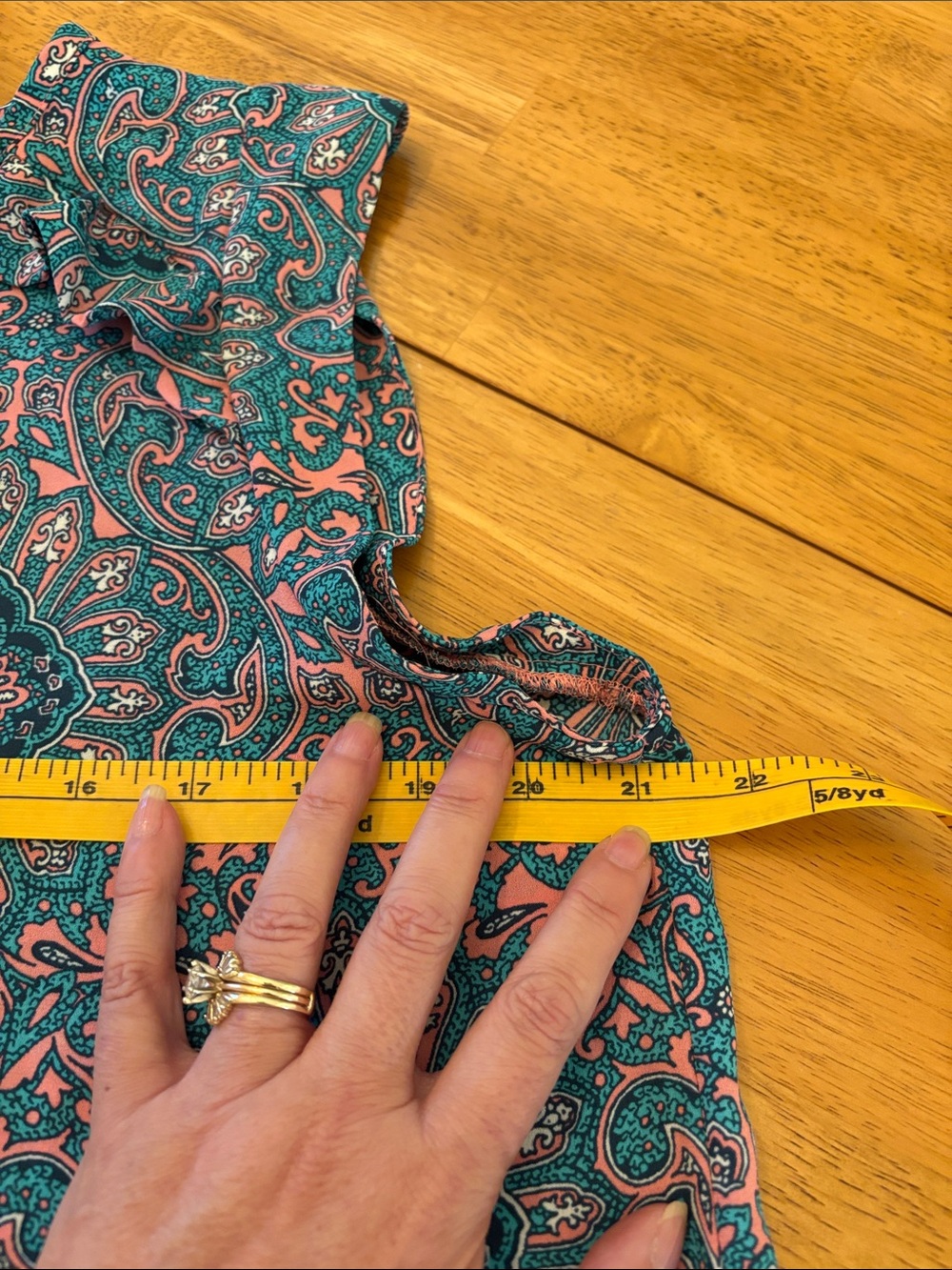 LOFT Teal and Pink Paisley Flutter-Sleeve Tank - Picture 8 of 11